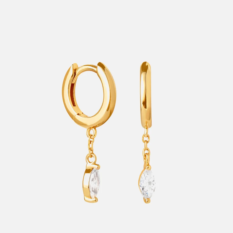 Astrid & Miyu Women's Navette Chain Pendant Hoops - Gold Image 1