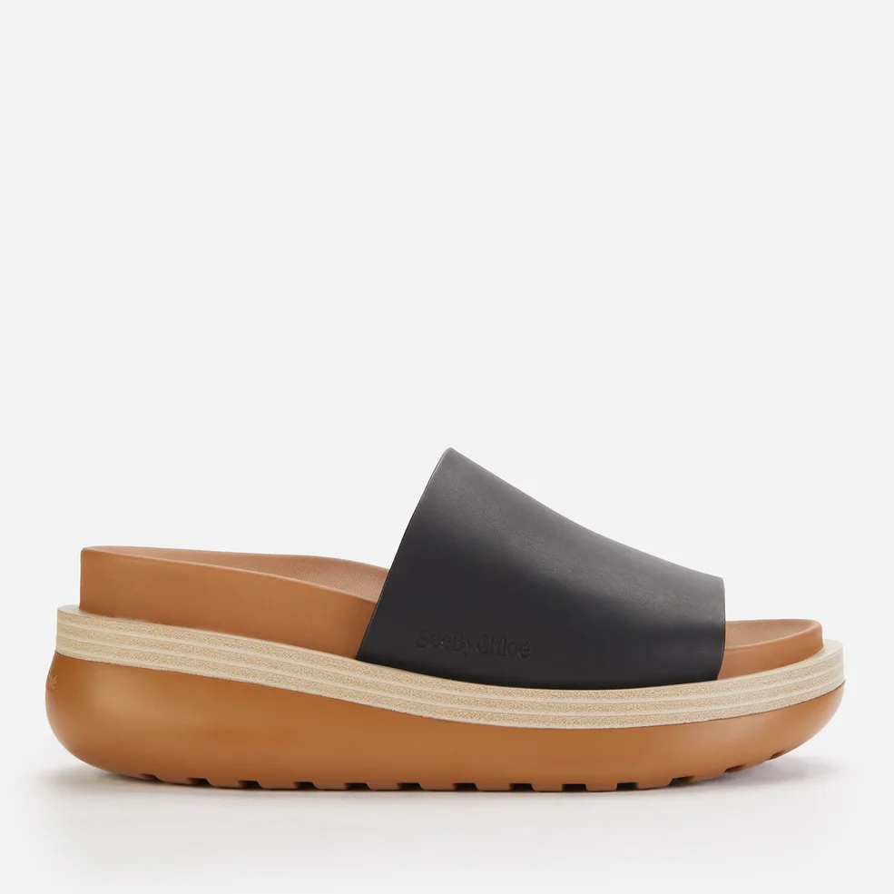 See By Chloé Women's Cicily Leather Flatform Slide Sandals - Black Image 1