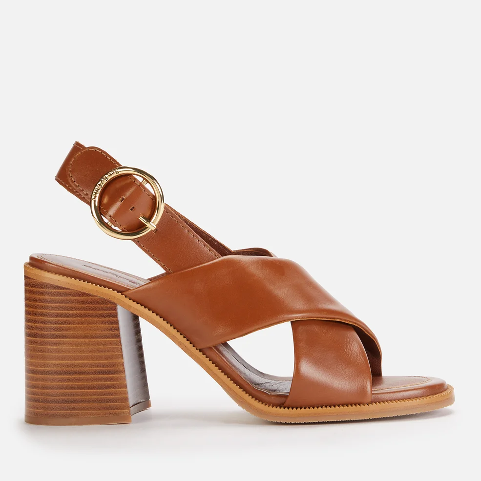 See By Chloé Women's Lyna Leather Platform Heeled Sandals - Tan Image 1