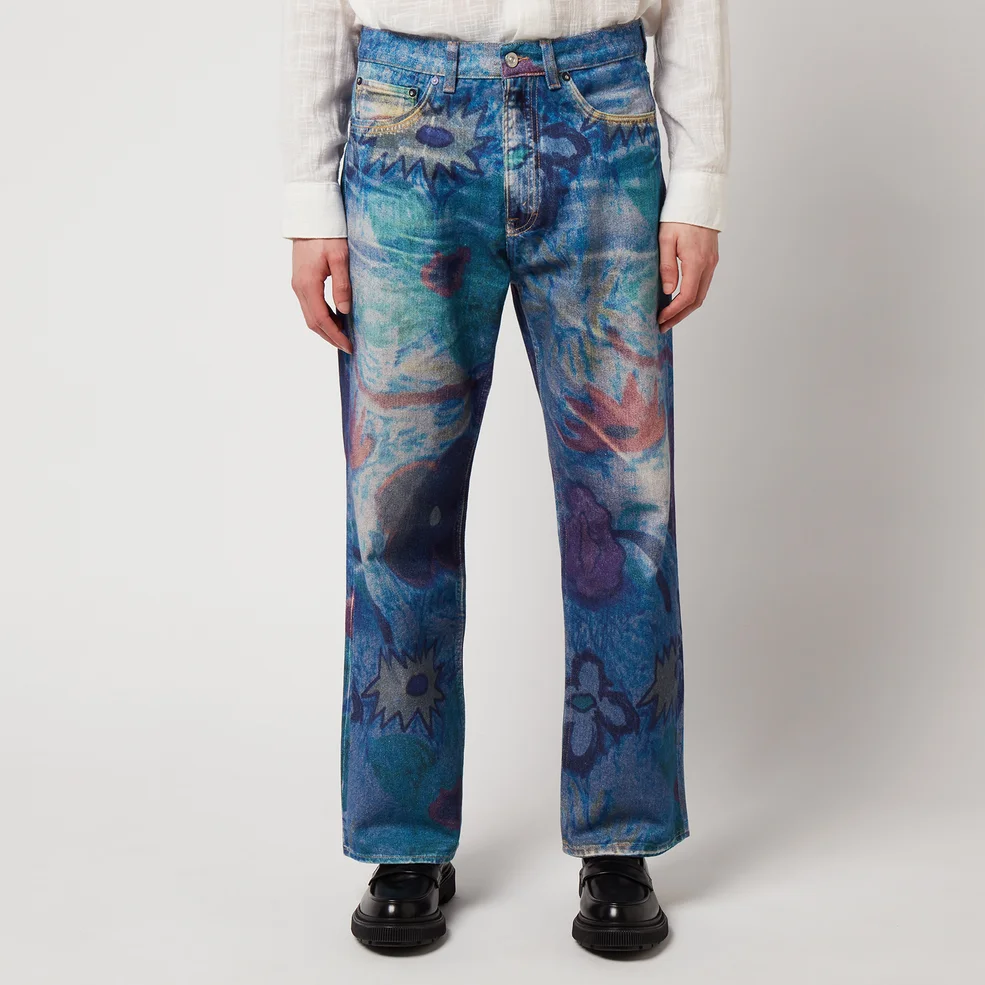 Our Legacy Men's Third Cut Jeans - Digital Chalk Flower Denim Image 1