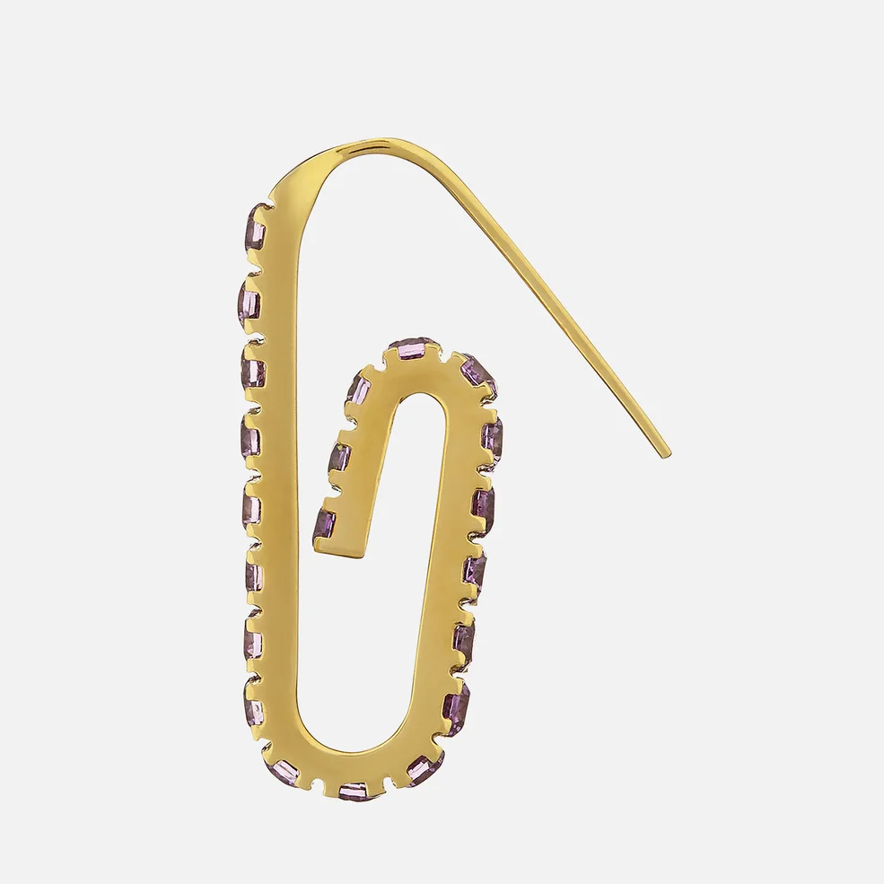 Hillier Bartley Women's Jumbo Pave Paperclip Earring - Gold/Lilac Image 1