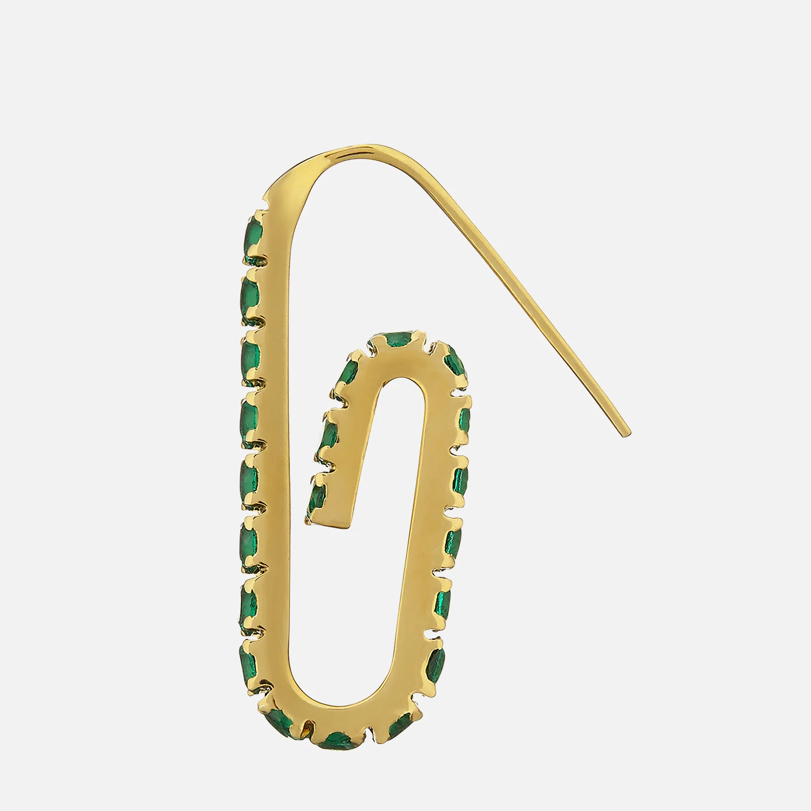 Hillier Bartley Women's Jumbo Pave Paperclip Earring - Gold/Green Image 1
