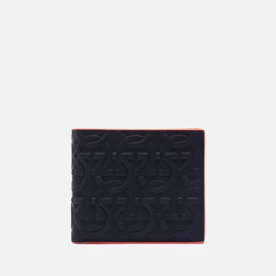 Ferragamo Men's Embossed Wallet - Black/Candy Red