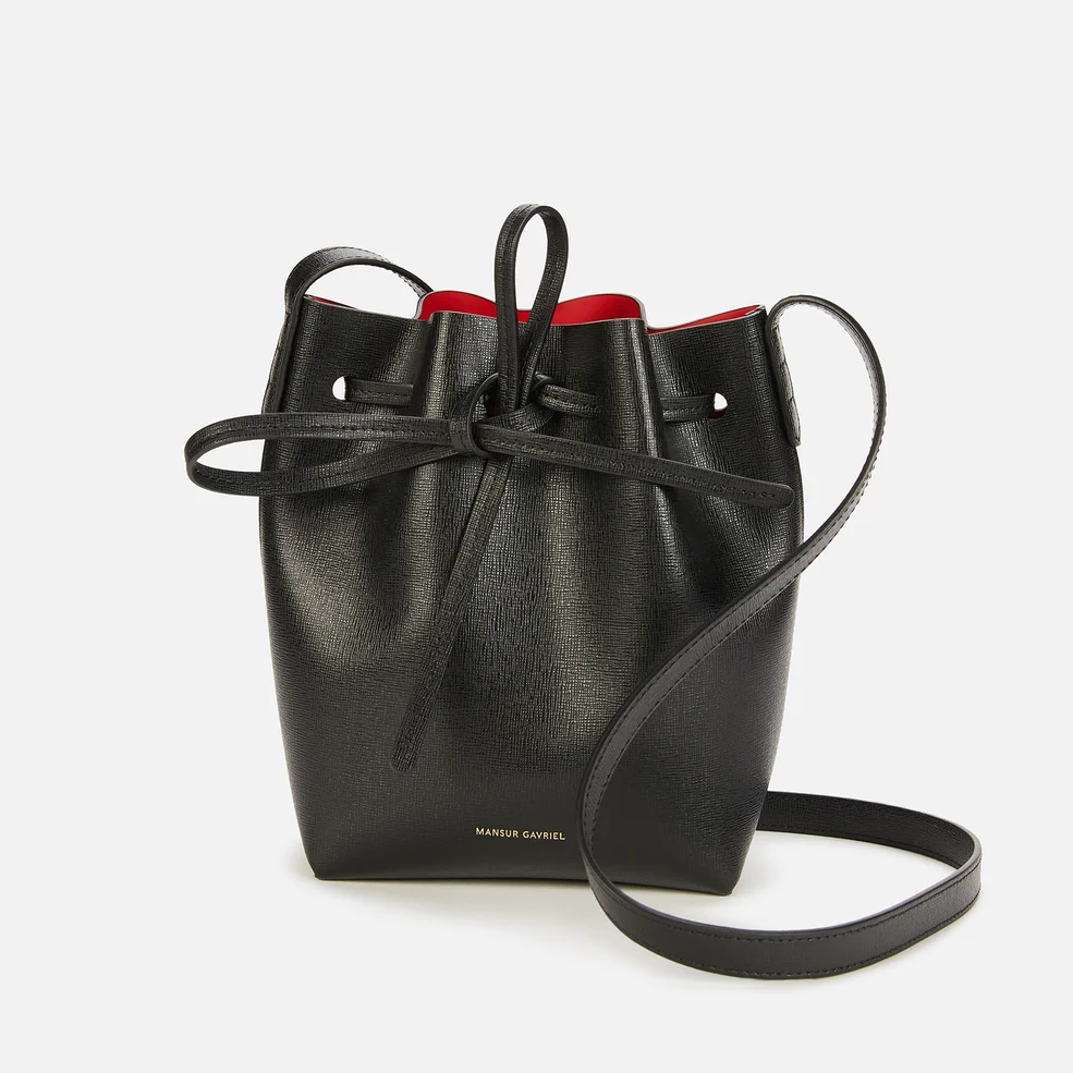 Mansur Gavriel Women's Mini Mini Saffiano Bucket Bag - Black/Flamma Image 1