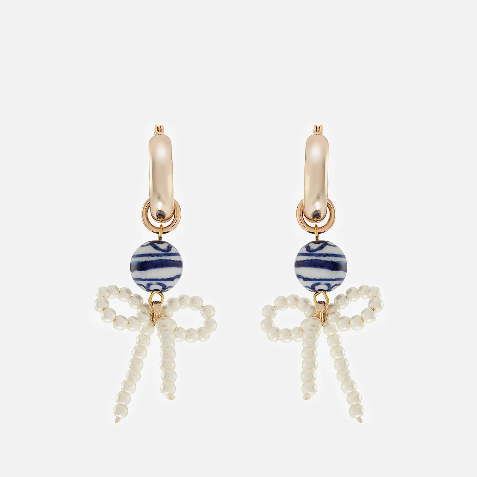 Shrimps Women's Ima Hoop Earrings - Cream/Blue Image 1