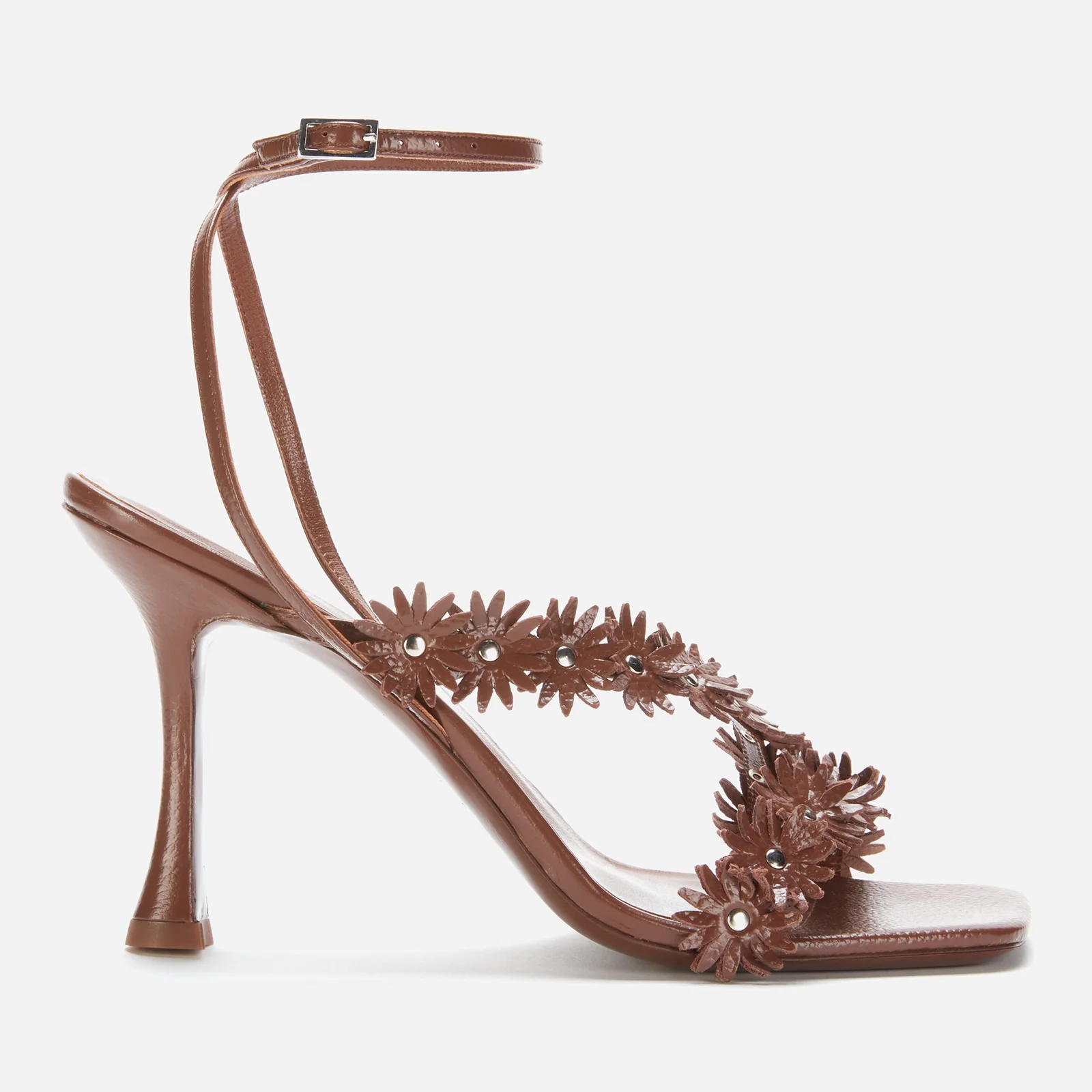 BY FAR Women's Poppy Leather Heeled Sandals - Tabac Image 1