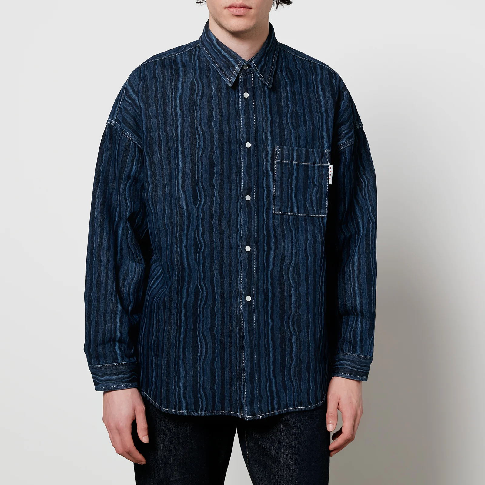 Marni Men's Boxy Shirt - Blue Black Image 1