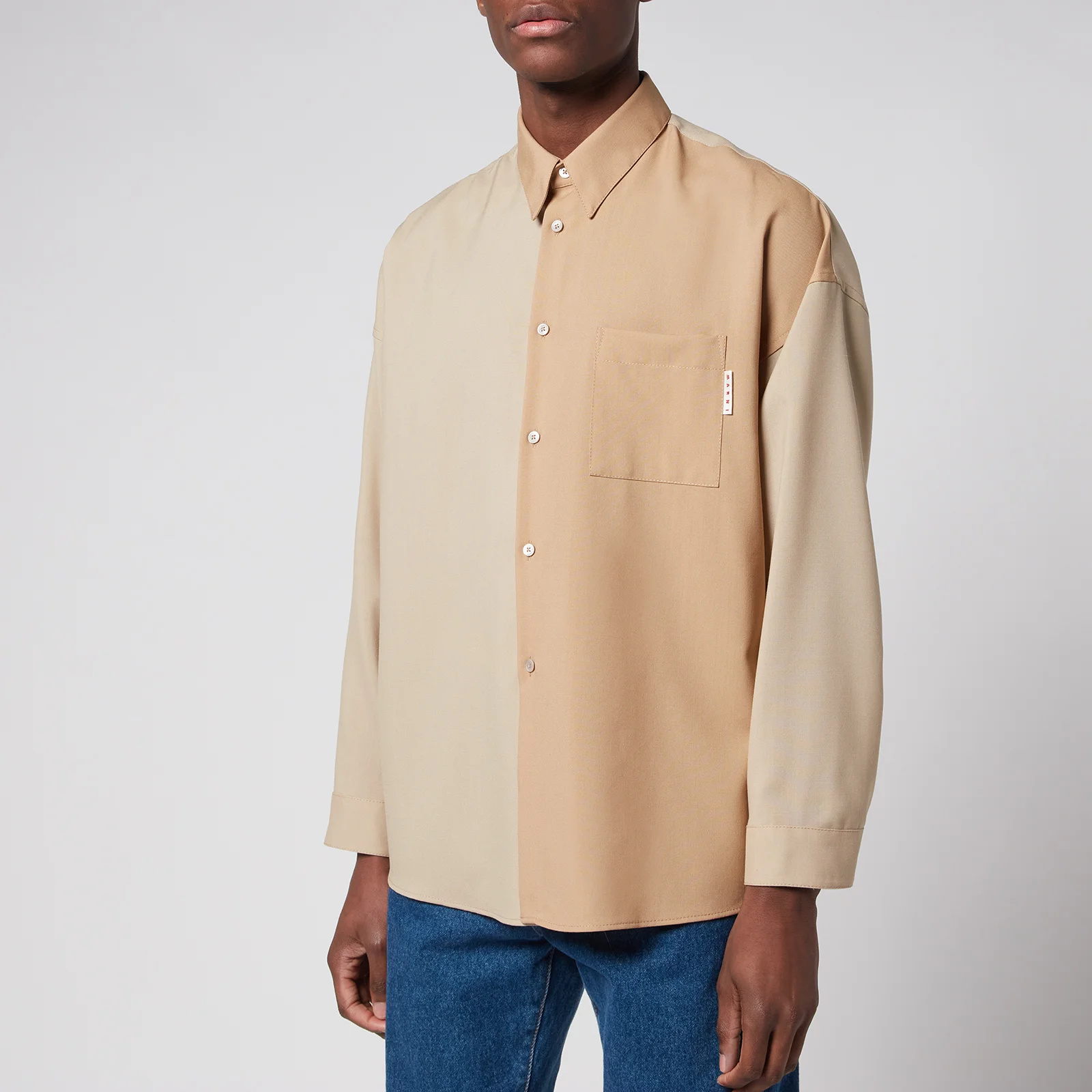 Marni Men's Colour Block Shirt - Soft Beige Image 1