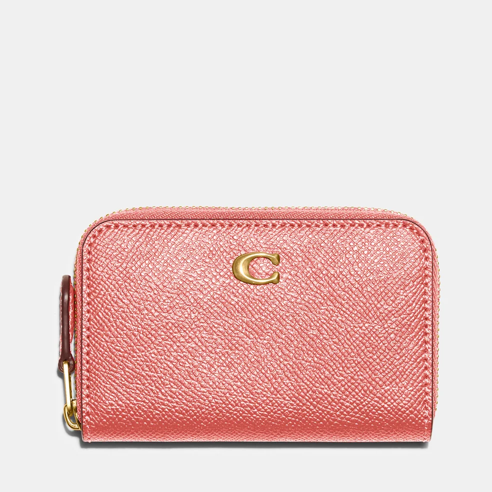 Coach Women's Crossgrain Leather Zip Around Card Case - Candy Pink Image 1