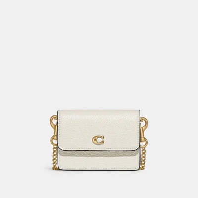 Coach Women's Refined Calf Leather Card Case With Chain - Chalk