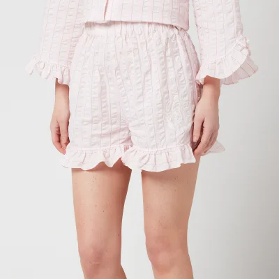 Ganni Women's Cotton Seersucker Shorts - Cherry Blossom