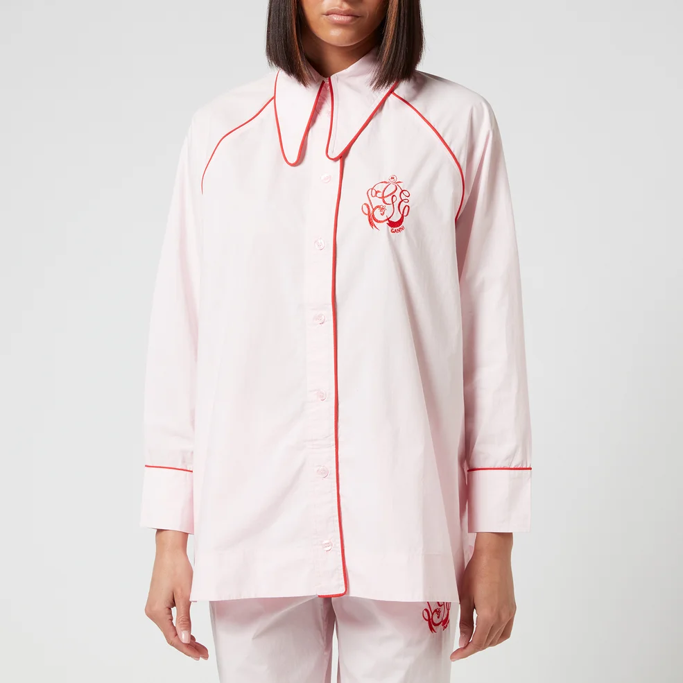 Ganni Women's Cotton Poplin Pyjama Shirt - Cherry Blossom Image 1