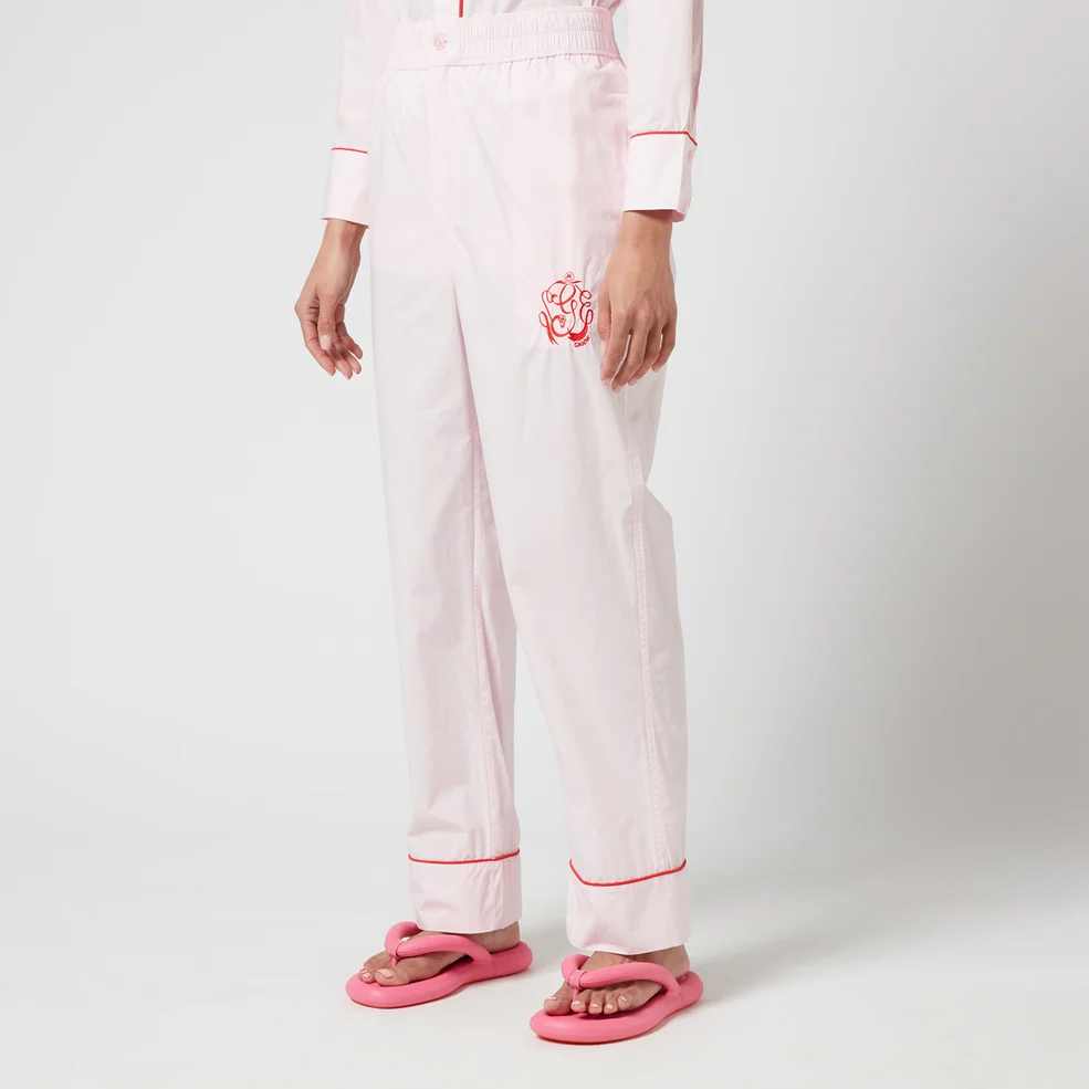 Ganni Women's Cotton Poplin Pyjama Trousers - Cherry Blossom Image 1