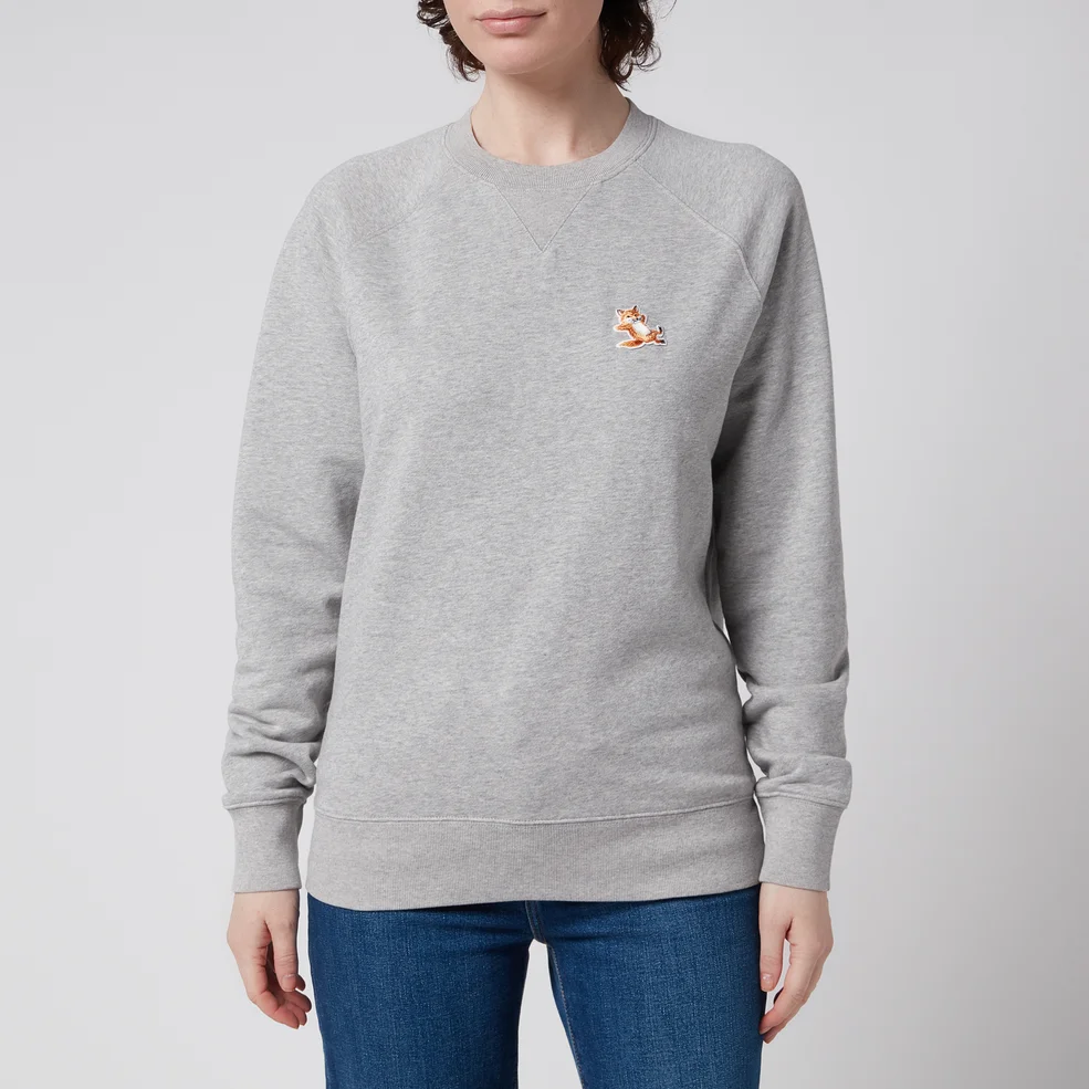 Maison Kitsuné Unisex Chillax Fox Patch Classic Sweatshirt - Grey Melange Image 1