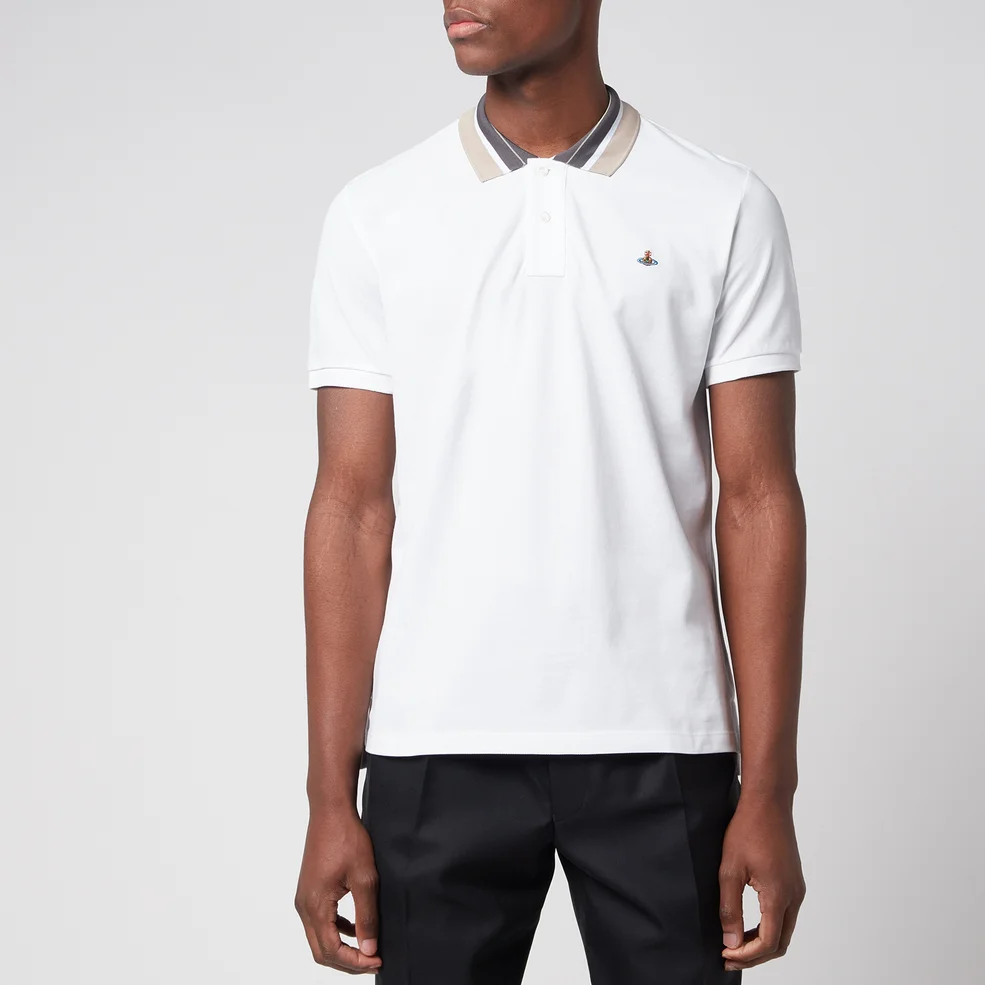 Vivienne Westwood Men's Classic Stripe Collar Polo Shirt - White Image 1