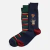 Polo Ralph Lauren Men's 2-Pack Bear Socks - Navy/Green/Wine/Yellow Bear - Image 1