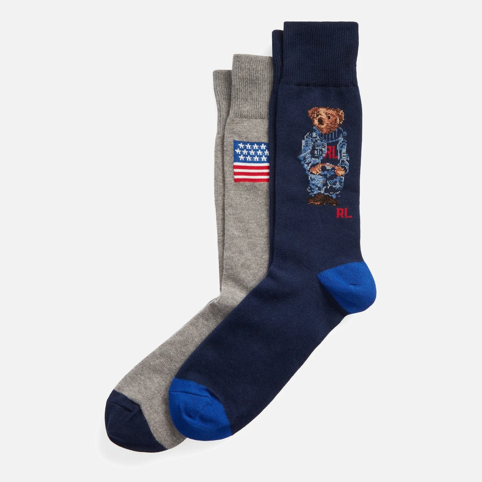 Polo Ralph Lauren Men's 2-Pack Bear Socks - Navy/Grey Bear Image 1