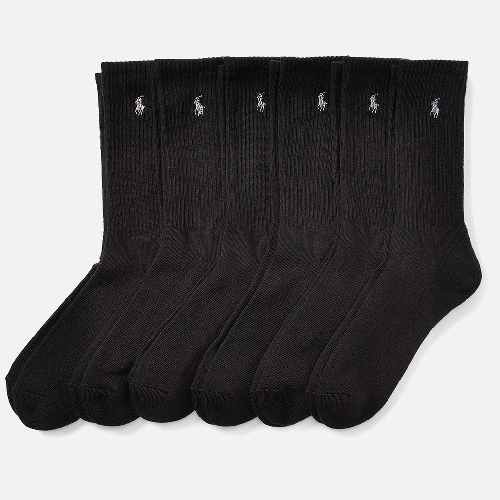 Polo Ralph Lauren Men's 6 Pack Crew Socks - Black Image 1