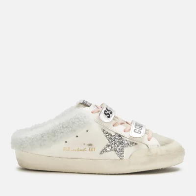 Golden Goose Women's Superstar Sabot Leather/Shearling Mules - White/Ice/Silver/Light Blue