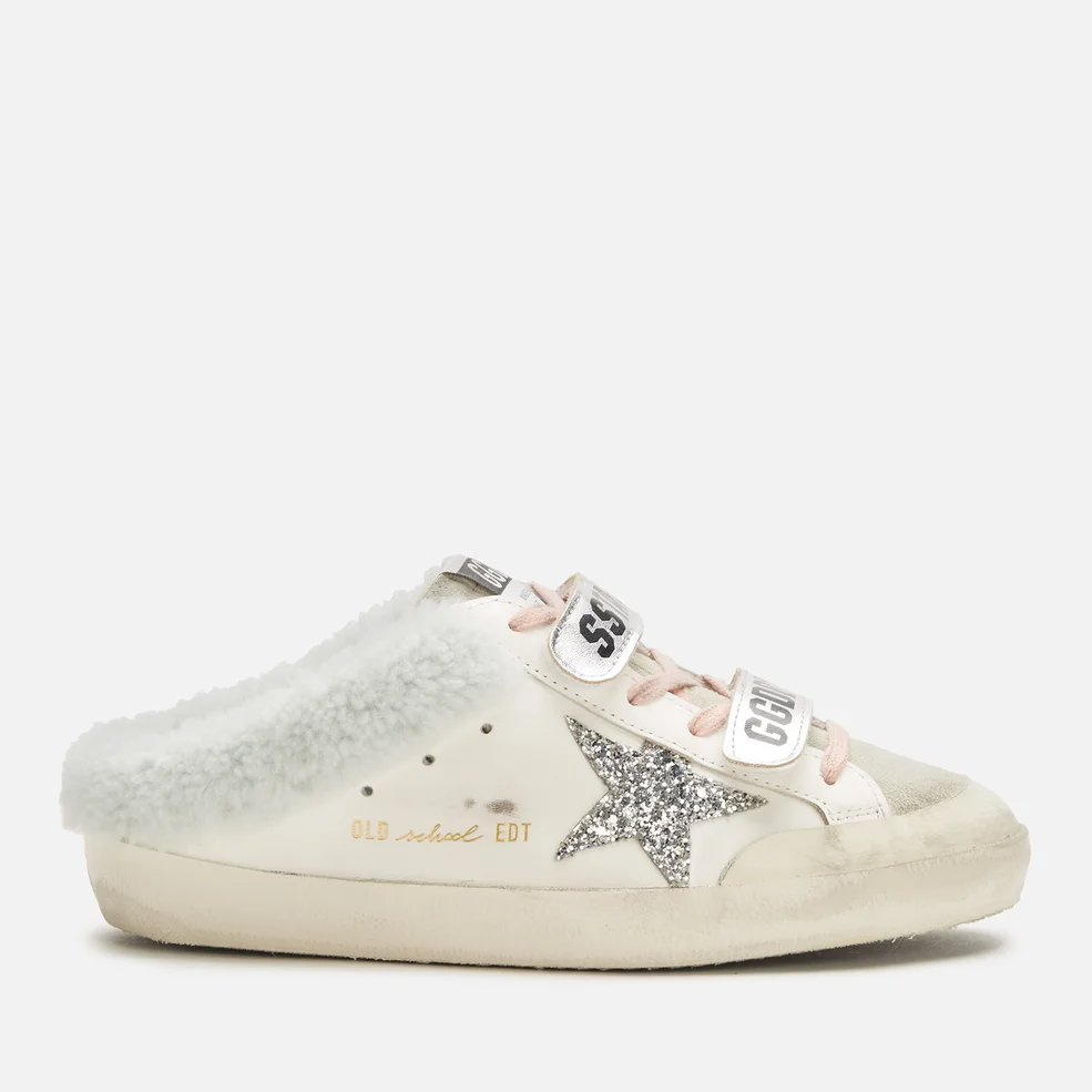 Golden Goose Women's Superstar Sabot Leather/Shearling Mules - White/Ice/Silver/Light Blue Image 1