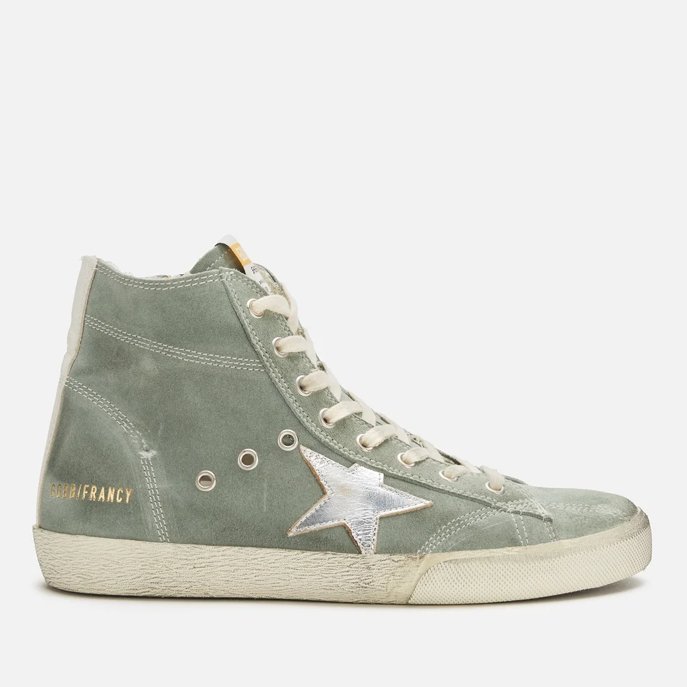 Golden Goose Women's Francy Suede Hi-Top Trainers - Military Green/Silver/White Image 1