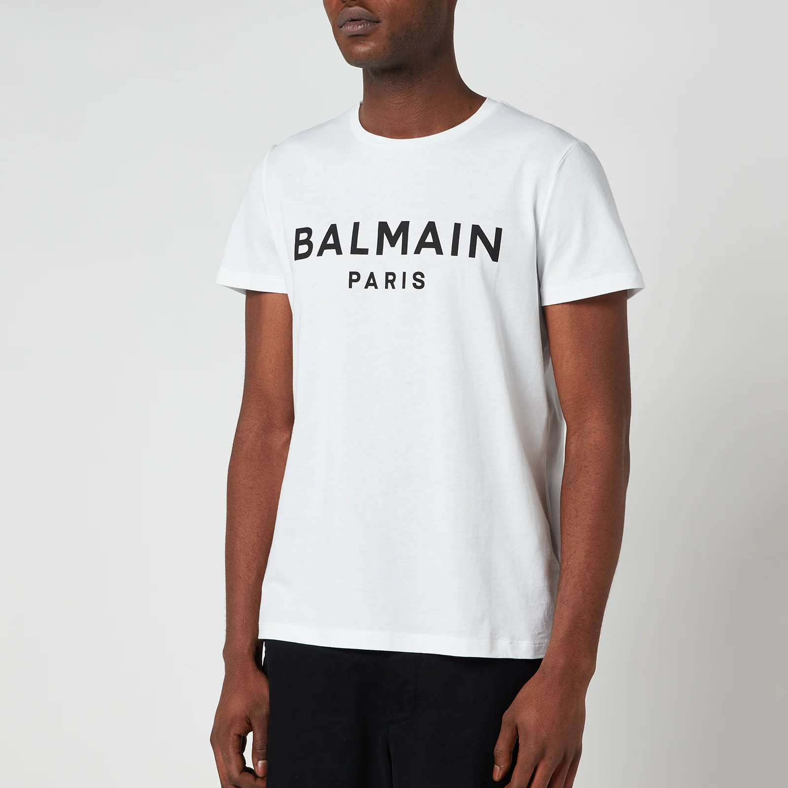 Balmain Men's Printed Logo T-Shirt - White/Black Image 1
