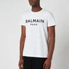 Balmain Men's Printed Logo T-Shirt - White/Black - Image 1