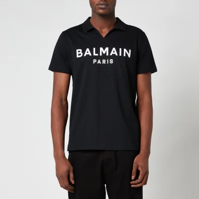 Balmain Men's Printed Polo Shirt - Black/White