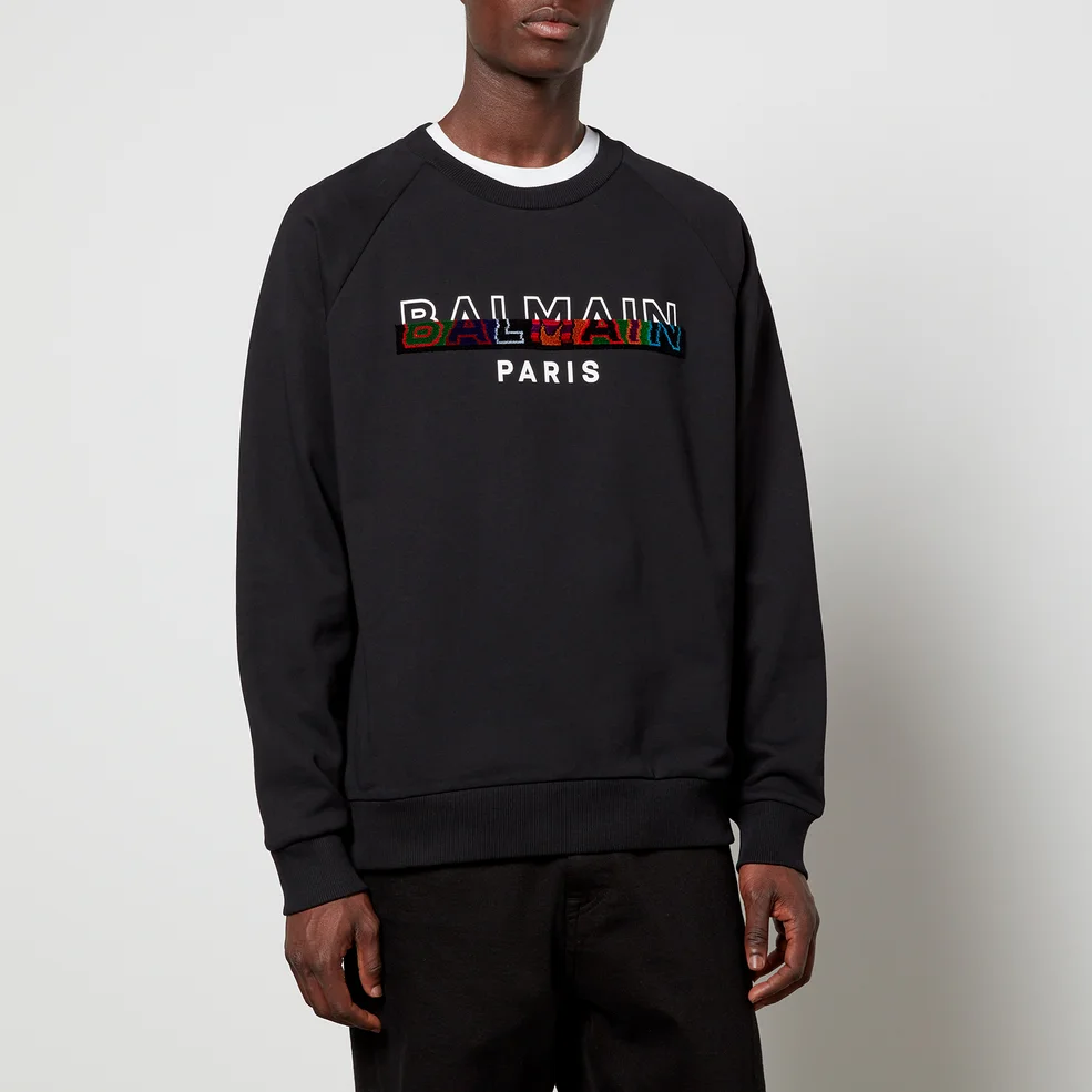 Balmain Men's Oversized Textured Sweatshirt - Black/Multi Image 1
