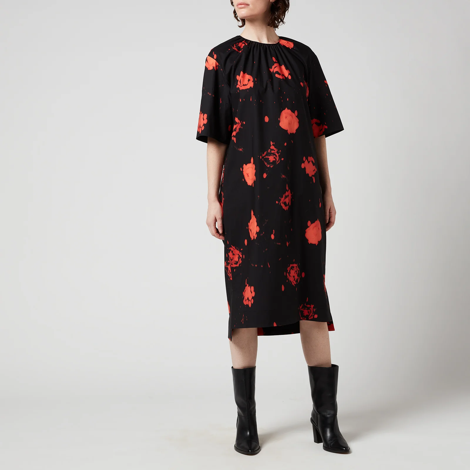Marni Women's Rose Print Dress - Black Image 1