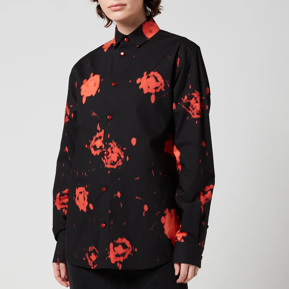 Marni Women's Rose Print Shirt - Black Image 1