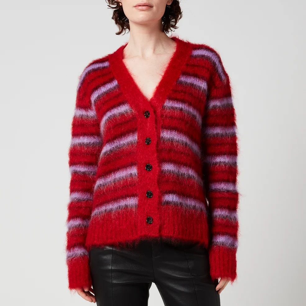 Marni Women's Stripe Mohair And Wool Cardigan - Red Image 1