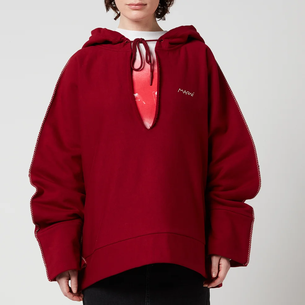 Marni Women's Logo Pullover Hoodie - China Red Image 1