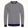 Orlebar Brown Men's Pierce Luxe Towelling Stripe Sweatshirt - Ink/White Sand - Image 1