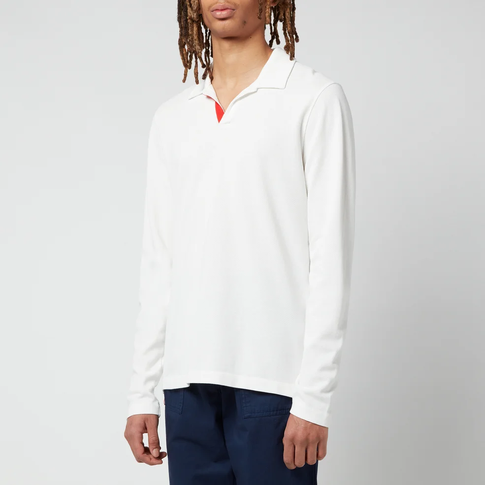 Orlebar Brown Men's Felix Gt Tape Long Sleeve Polo Shirt - Cloud Image 1