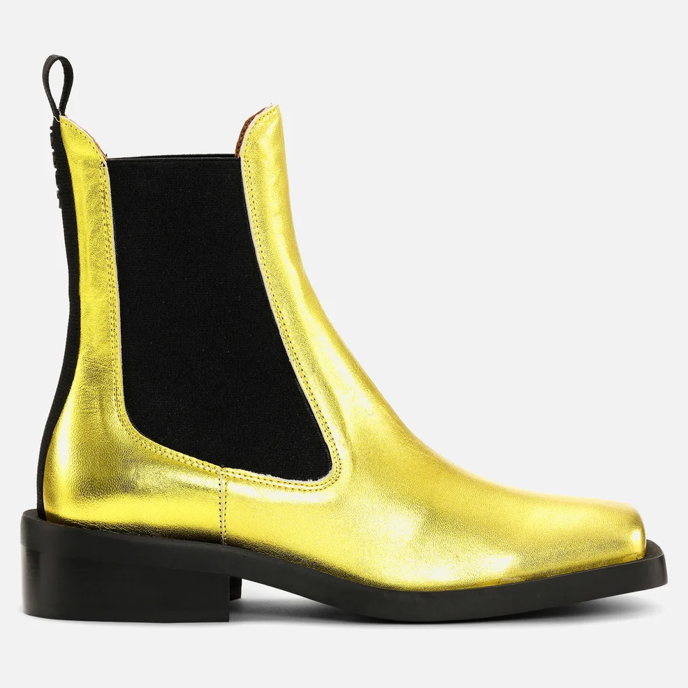 Ganni Women's Metallic Leather Chelsea Boots - Gold Image 1