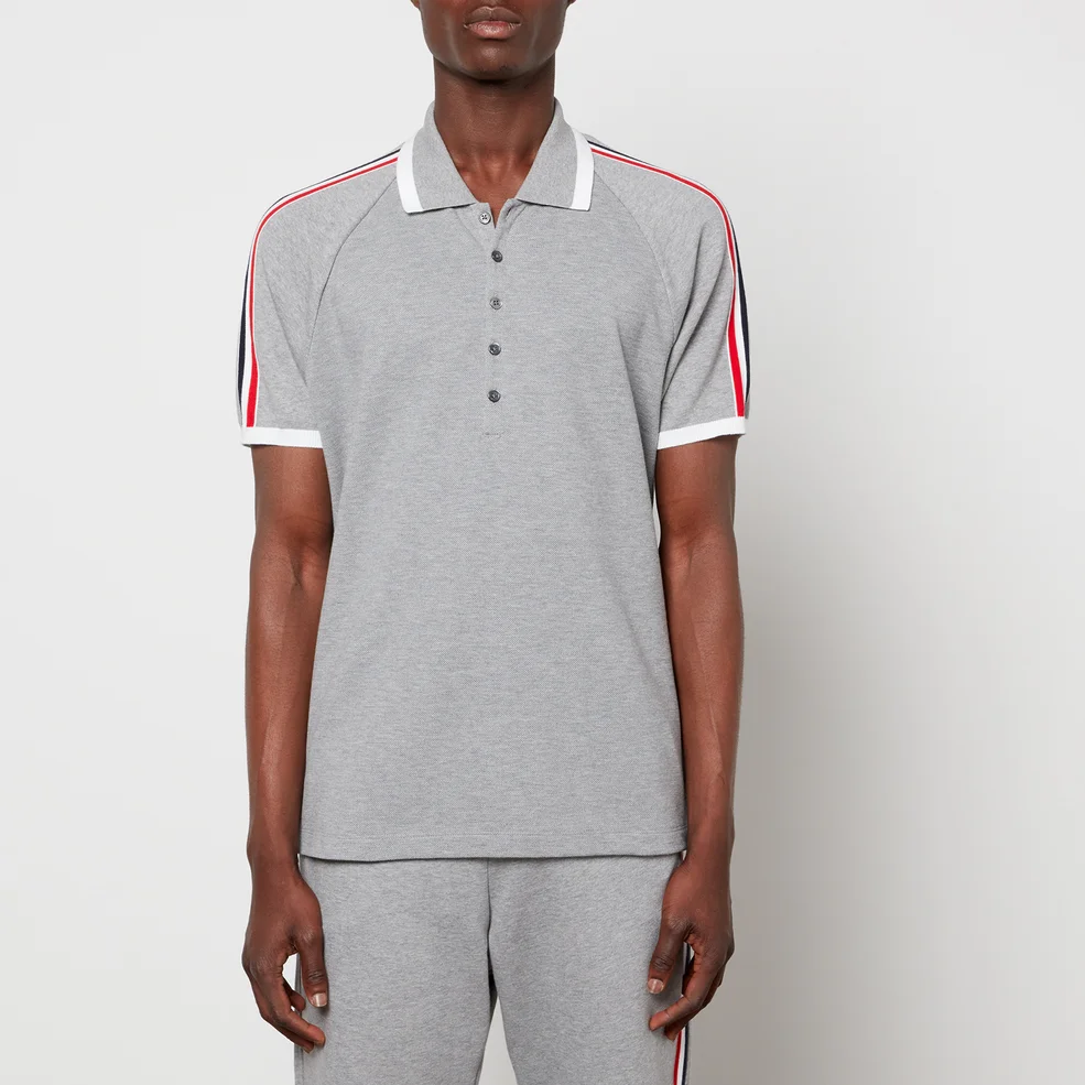 Thom Browne Men's Raglan Sleeve Polo Shirt - Light Grey Image 1