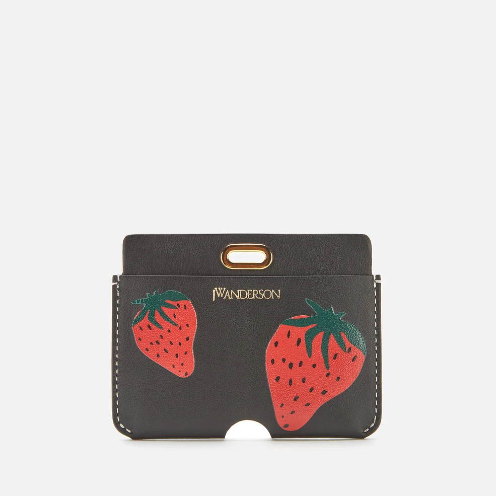 JW Anderson Women's Cardholder With Strap - Black/Red Image 1