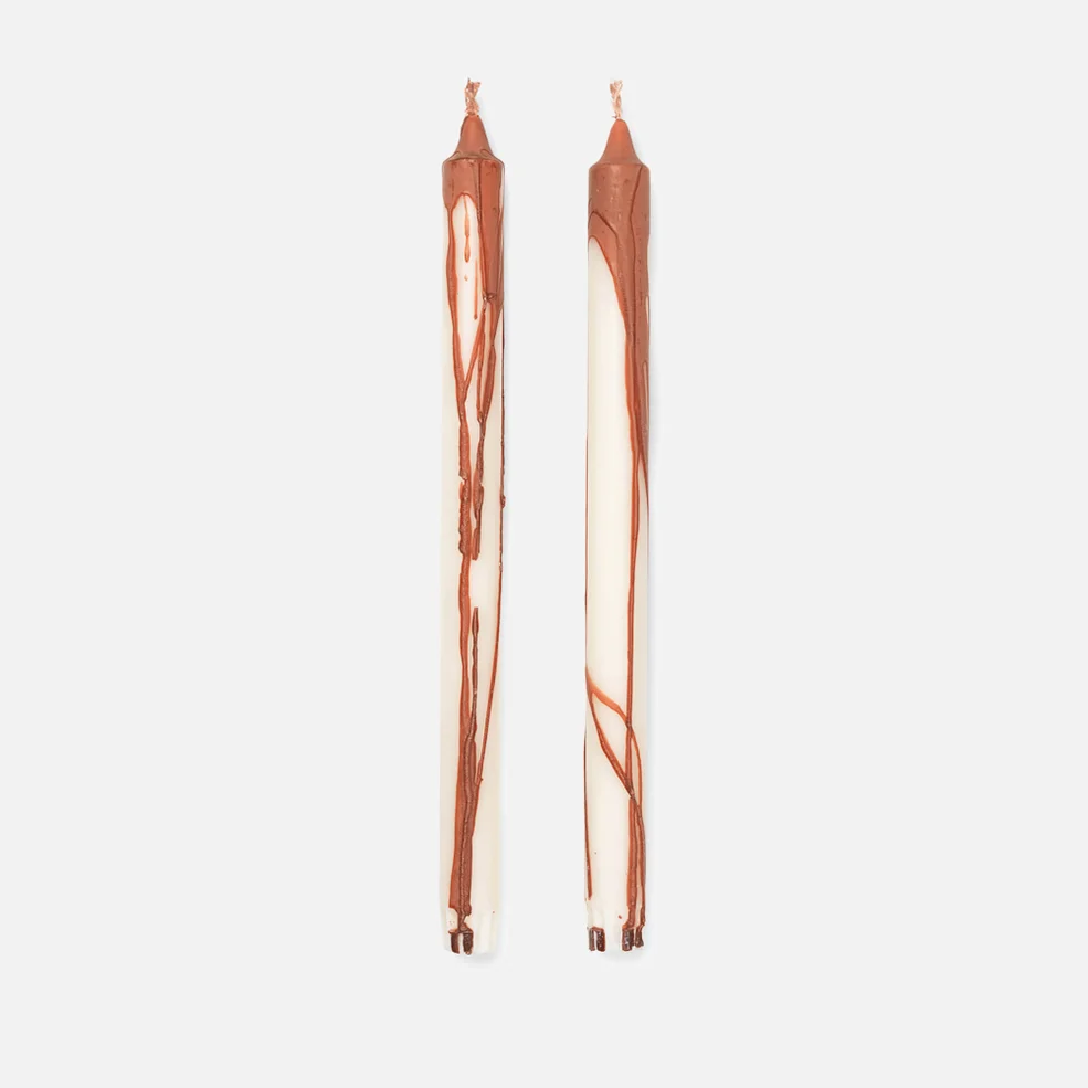 Ferm Living Dryp Candles - Set of 2 - Rust Image 1