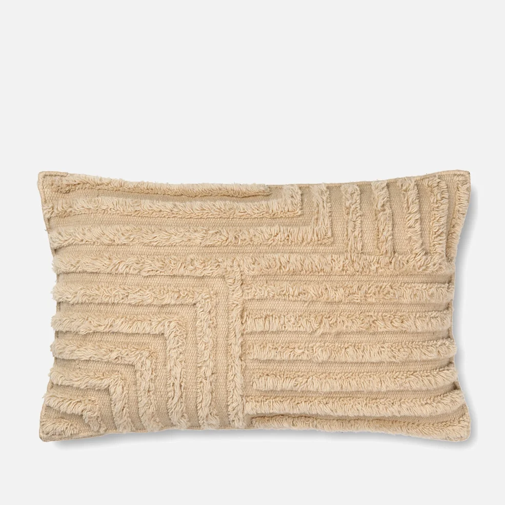 Ferm Living Crease Wool Rectangle Cushion. - Light Sand Image 1