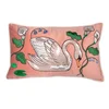Karen Mabon Botanic Swan Embroidered Cushion - Pink - 50x30cm - Image 1