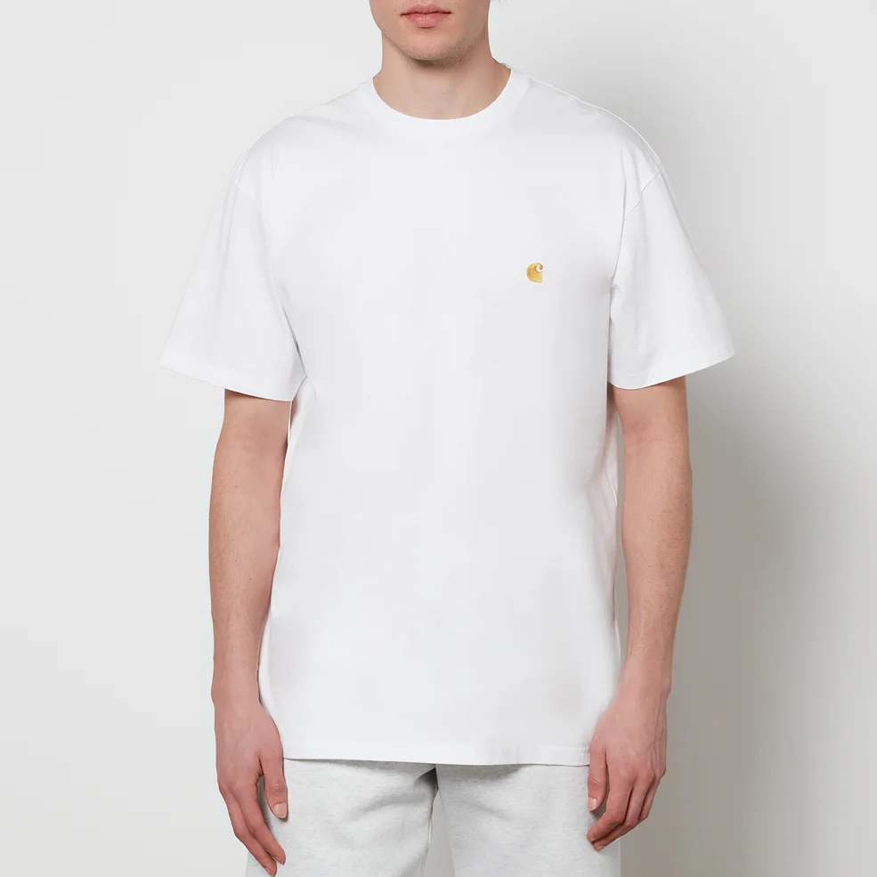 Carhartt WIP Men's Chase T-Shirt - White/Gold Image 1
