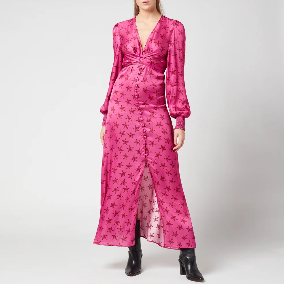 Kitri Women's Aurora Retro Star Print Maxi Dress - Pink Star Print Image 1