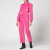 Kitri Women's Angie Pink Cotton Velvet Jumpsuit - Fuchsia - Image 1