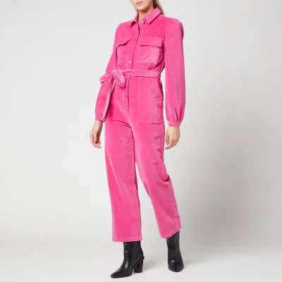 Kitri Women's Angie Pink Cotton Velvet Jumpsuit - Fuchsia