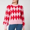 Kitri Women's Elliott Pink And Red Diamond Checker Sweater - Pink/Red - Image 1