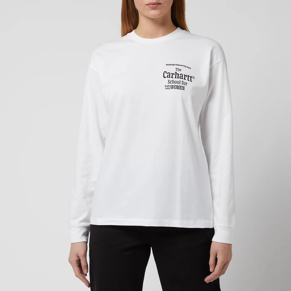 Carhartt WIP Women's Long Sleeve Schools Out T-Shirt - White/Black Image 1