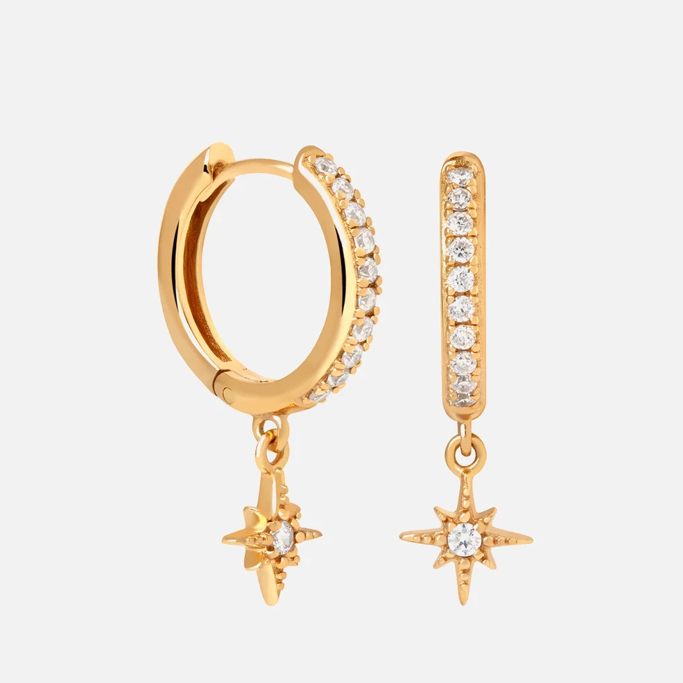 Astrid & Miyu Crystal Star Gold-Plated Hoop Earrings Image 1