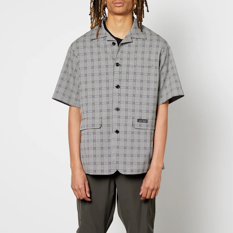 4SDesigns Men's Short Sleeve Check Blazer - Black/White Image 1