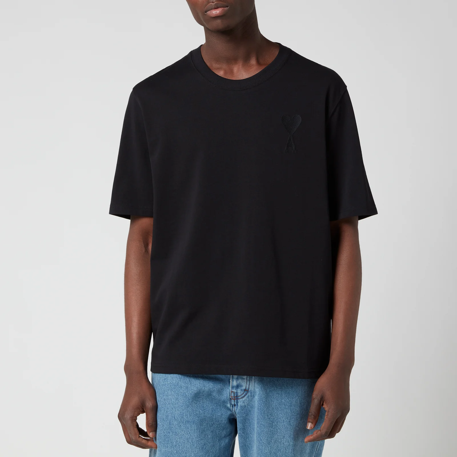 AMI Men's Tonal De Coeur T-Shirt - Black Image 1
